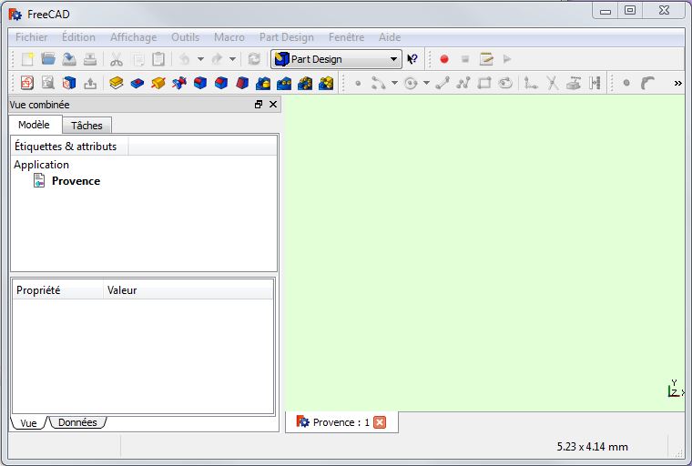 Fentre de Dmarrage FreeCAD